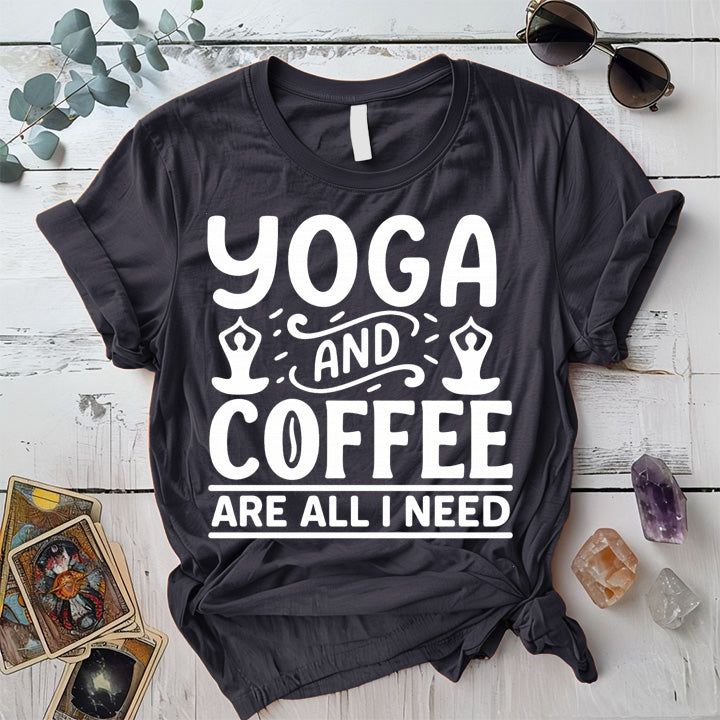 Yoga and Coffee T-Shirt Mockup dark-heather-grey