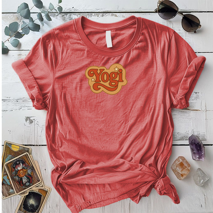 Yogi 70s Retro T-Shirt Mockup coral-silk