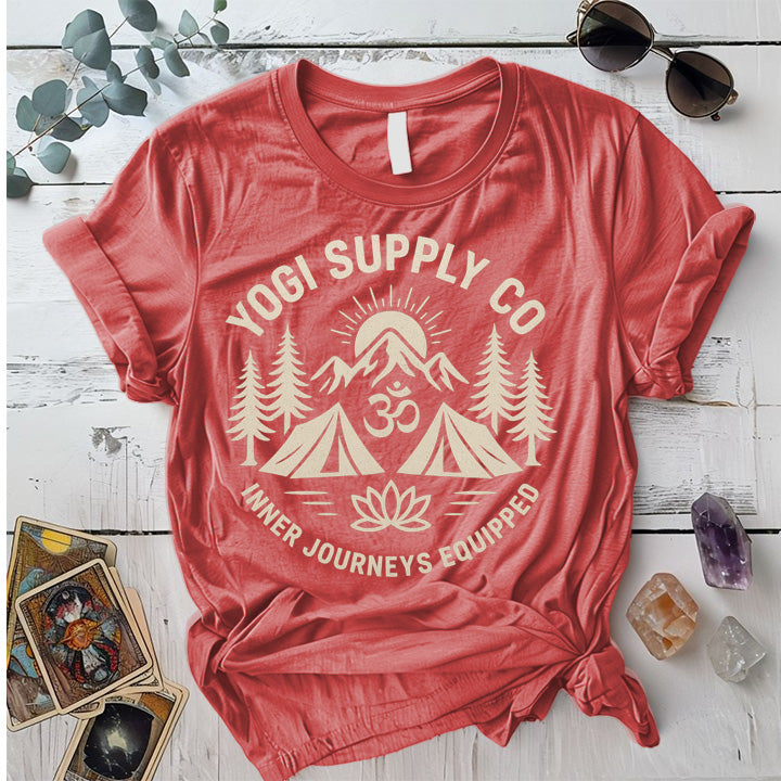 Yogi Supply Co T-Shirt Mockup coral-silk