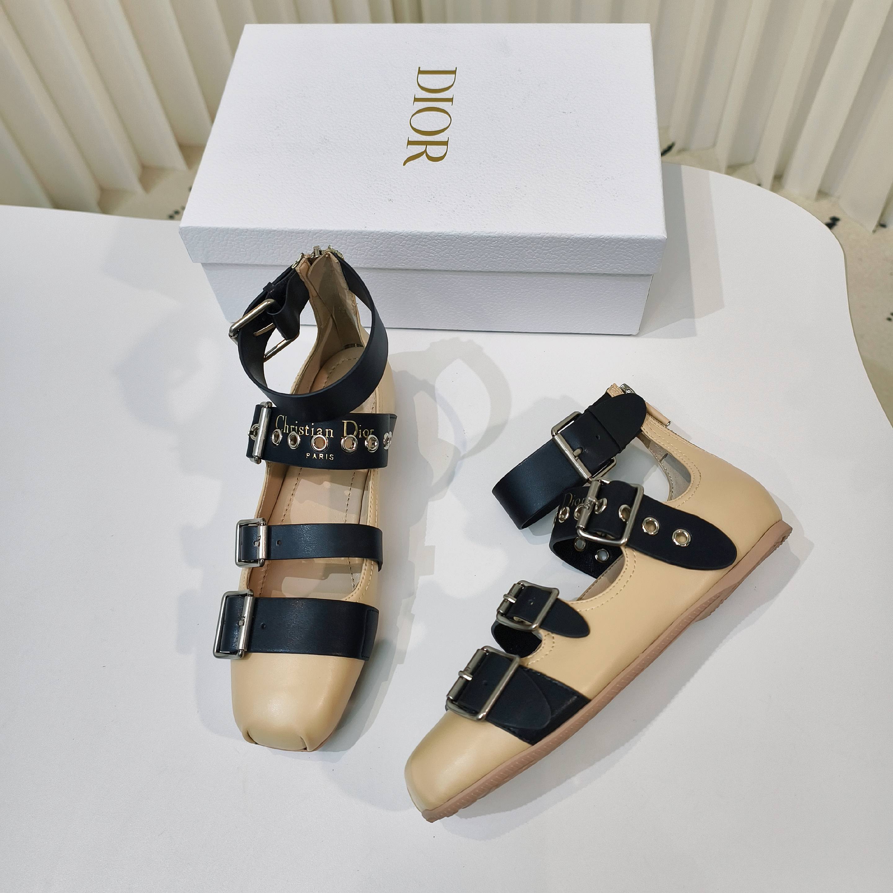 Dior 2026 Ankle Strap Ballet Flat Suede Calfskin 927876