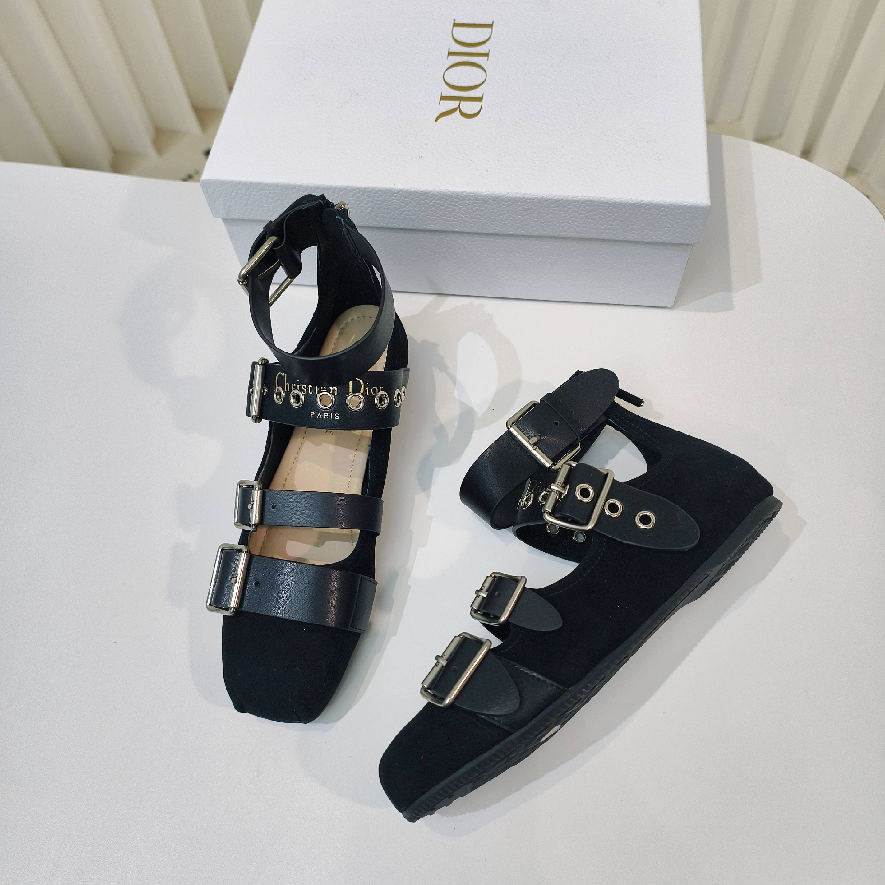 Dior 2026 Ankle Strap Ballet Flat Suede Calfskin 927876