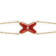 JEUX BRACELET CARNELIAN PINK GOLD 1 DIAMOND