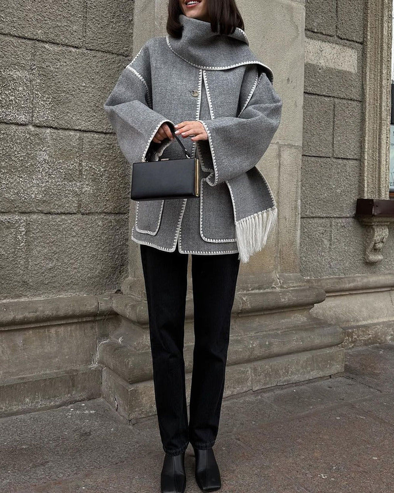SUMA - Hepburn Style Woolen Cape Coat #ELE4634