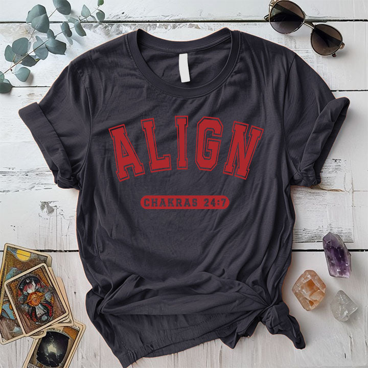 Align Chakras 24 7 T Shirt Dark Heather Grey Mockup