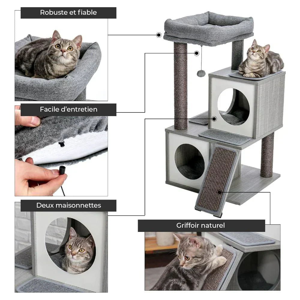 NEO - Arbre à Chat Double Box 90cm