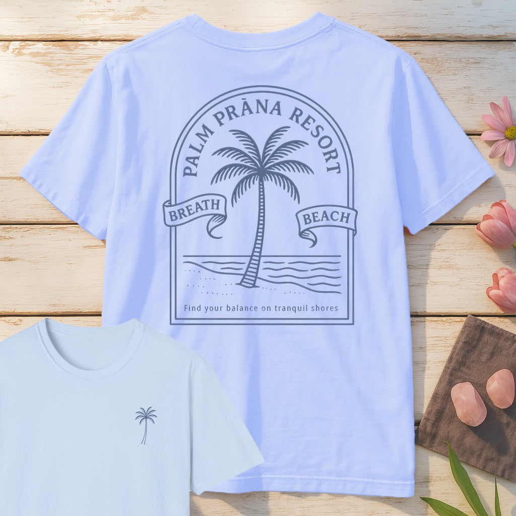 Palm Prana Resort T-Shirt Mockup light-blue