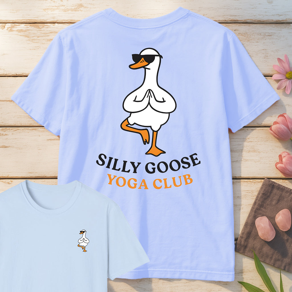 Silly Goose Yoga Club T-Shirt Mockup light-blue