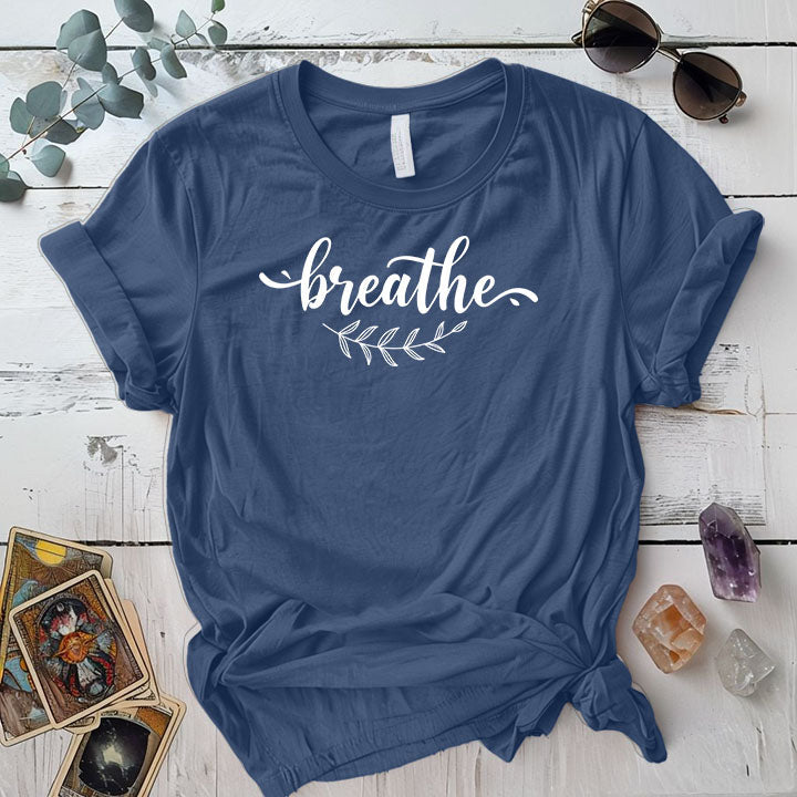 Breathe T Shirt Indigo Blue Mockup