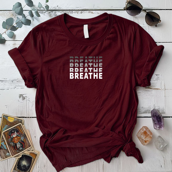 Breathe T Shirt Maroon Mockup