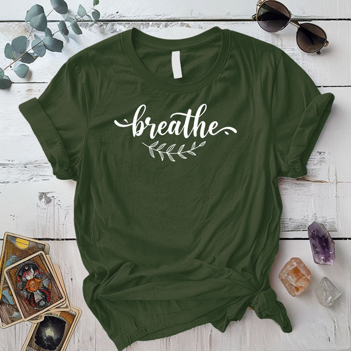 Breathe T Shirt Military Green Mockup