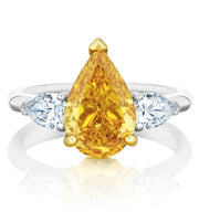 PROMISE PEAR SHAPE YELLOW SILVER DIAMOND RING