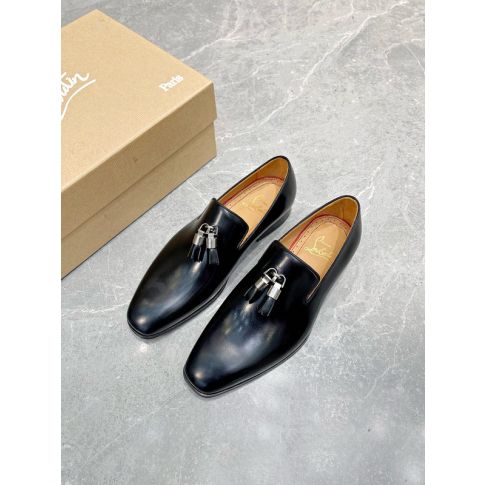 CL Dandelion Tassel Loafers Patinated Calf Leather Black
