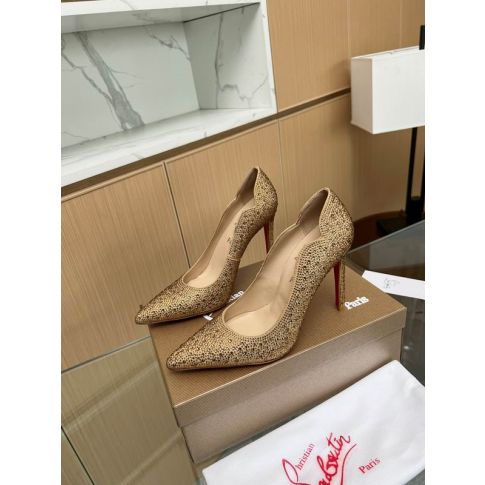 CL Hot Chick 100 Pumps Strass Embellished Leather Gold