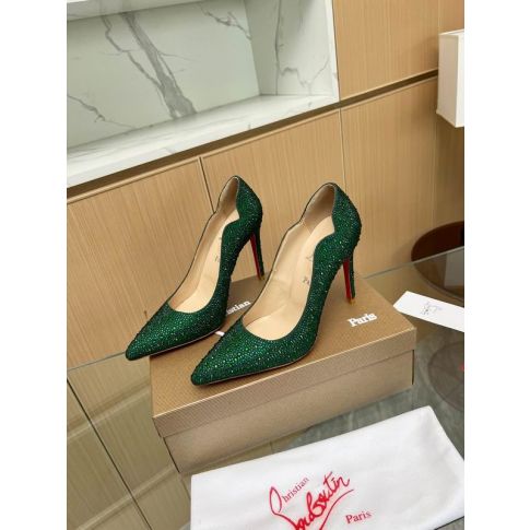 CL Hot Chick 100 Pumps Strass Embellished Leather Green