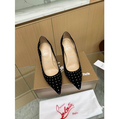 CL Hot Chick 100 Pumps Veau Velours Studded Black