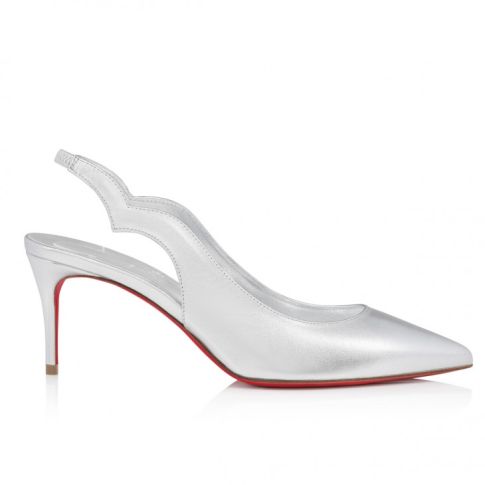 CL Hot Chick Sling 70mm Sling Back Pumps Iridescent Nappa Leather Silver