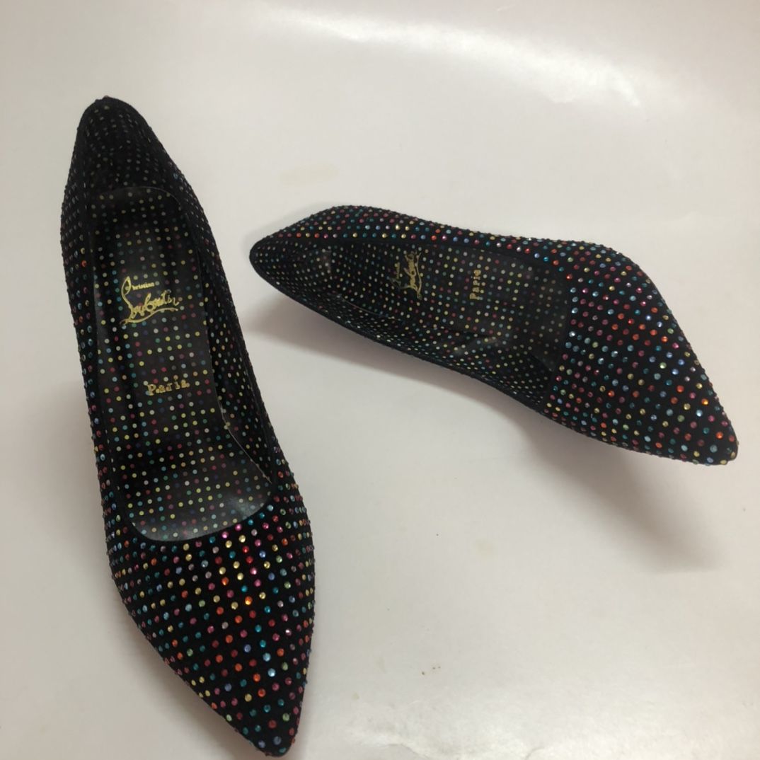 CL Kate Strass Pumps Suede Multicolor