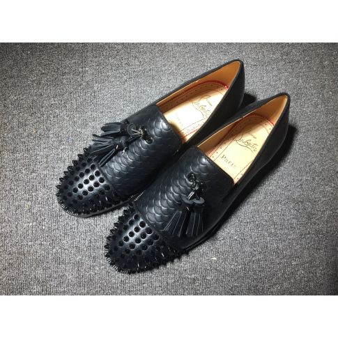 CL Rossini Spike Tassel Embellished Loafers Leather Black