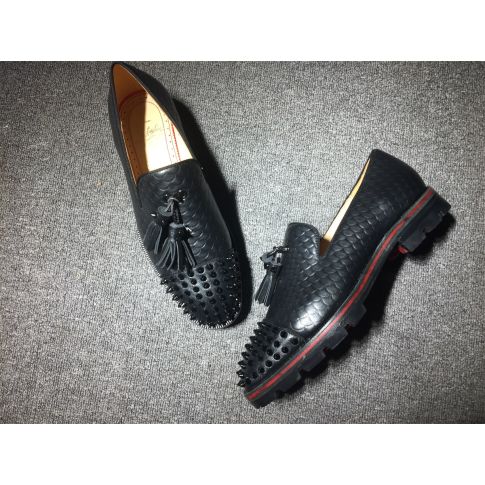 CL Rossini Spike Tassel Embellished Loafers Leather Black