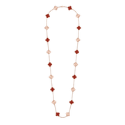 CLOVER 20 MOTIF CARNELIAN 86CM NECKLACE