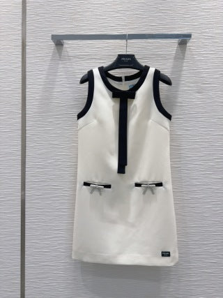 Prada 25 Sleeveless Dress Black and White Polyester