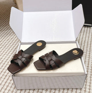 YSL 26ss Melody Stiletto Flat Slippers Calfskin
