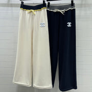 Chanel 2026 Wide-leg Sweatpant Cream and Navy Blue Tencel Cotton