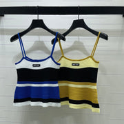 Miu Miu 2026 Striped Knit Tank Top Blue and Yellow Wool