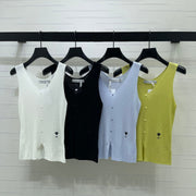 Dior 2026 V-neck Tank Top White Black Blue Green Wool