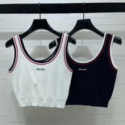 Miumiu 2026 Color-blocked Striped Cropped Knit Vest Tencel 246239