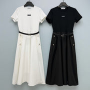Dior 2026 Short-Sleeve Dress With Belt Polyester Cotton 377818