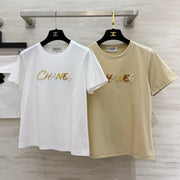 Chanel 2026 Sequin Letter T-shirt Cotton 377553
