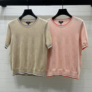 Chanel 2026 Hollow-out Knit Crew Neck Short-sleeved Top 380725