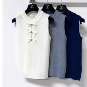Chanel 2026 Rib-Knit Sleeveless Bow Details Wool 410640
