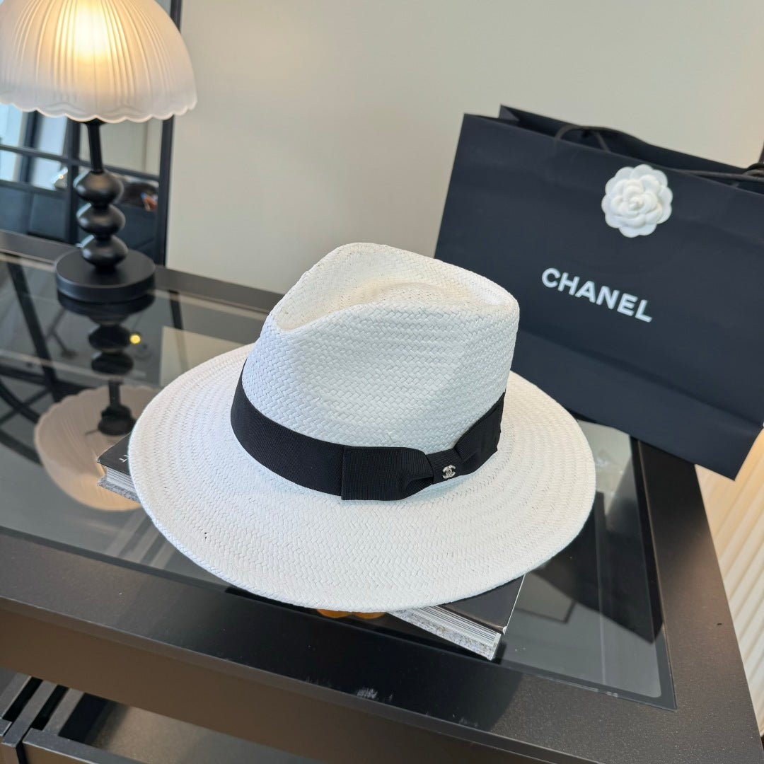 Chanel Straw Hat With Ribbon 360781