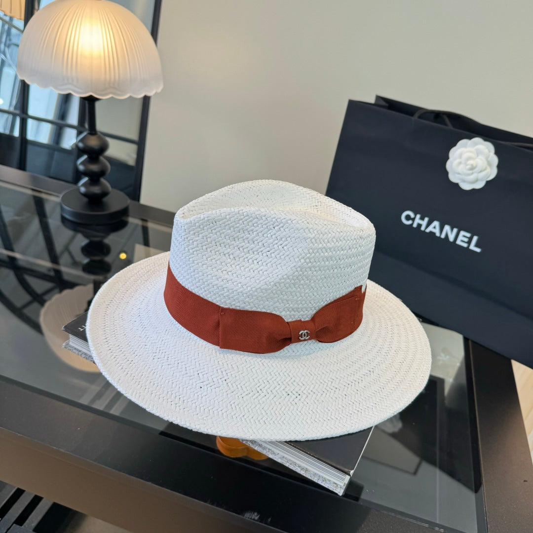 Chanel Straw Hat With Ribbon 360781