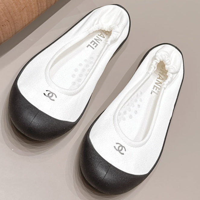 Chanel 2026 Round-Toe Wrinkled Ballet Flat Suede 976100