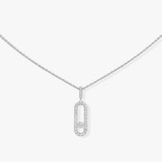 MOVE UNO LM SILVER DIAMOND PAVED NECKLACE