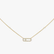 MOVE UNO PAVED SILVER DIAMOND NECKLACE