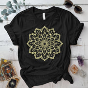 Golden Mandala T-Shirt Mockup black
