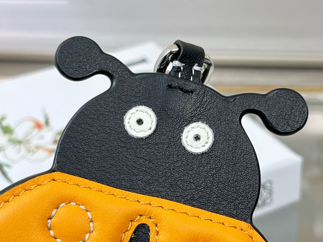 Loewe Yellow Black Beetle Charm Leather