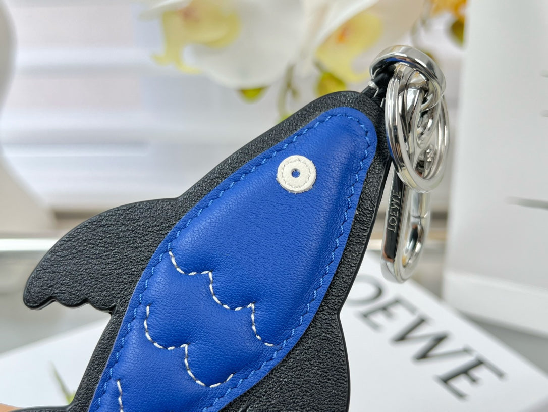 Loewe Black Blue Fish Charm Leather