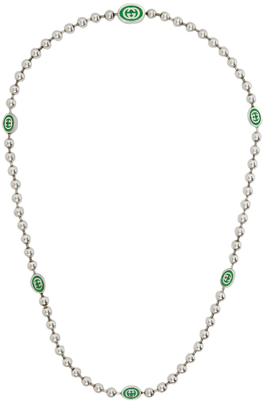 INTERLOCKING G BOULE CHAIN NECKLACE SILVER