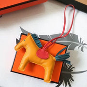HM Rodeo Horse Bag Charm In Yellow Mix Piment/Green Leather