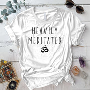 Heavily Meditated T Shirt White Mockup