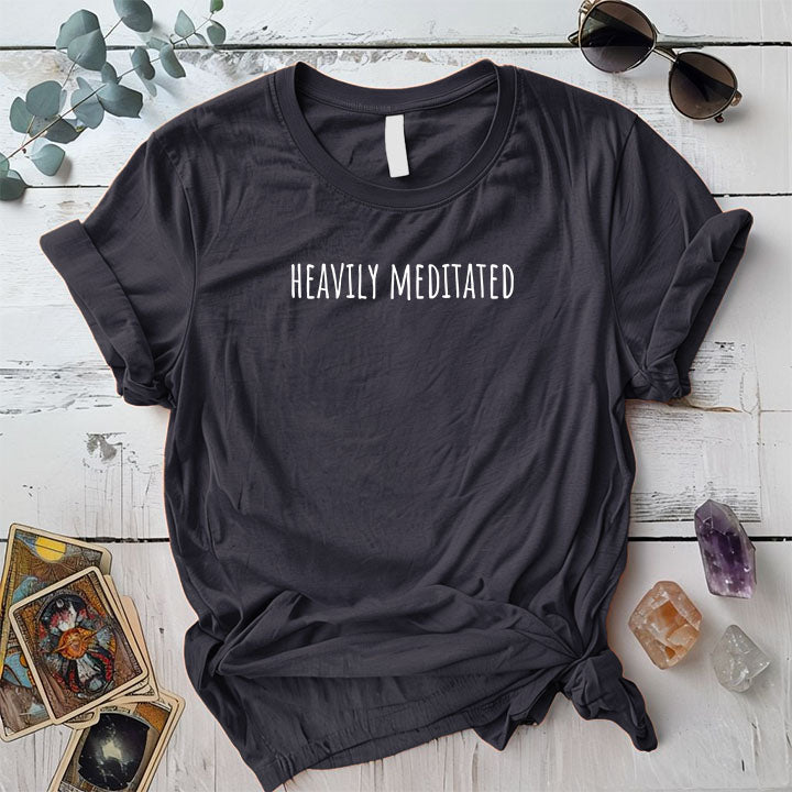 Heavily Meditated T Shirt 1 Dark Heather Grey Mockup