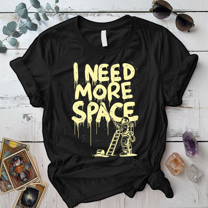 I Need More Space Astronaut T Shirt Black Mockup