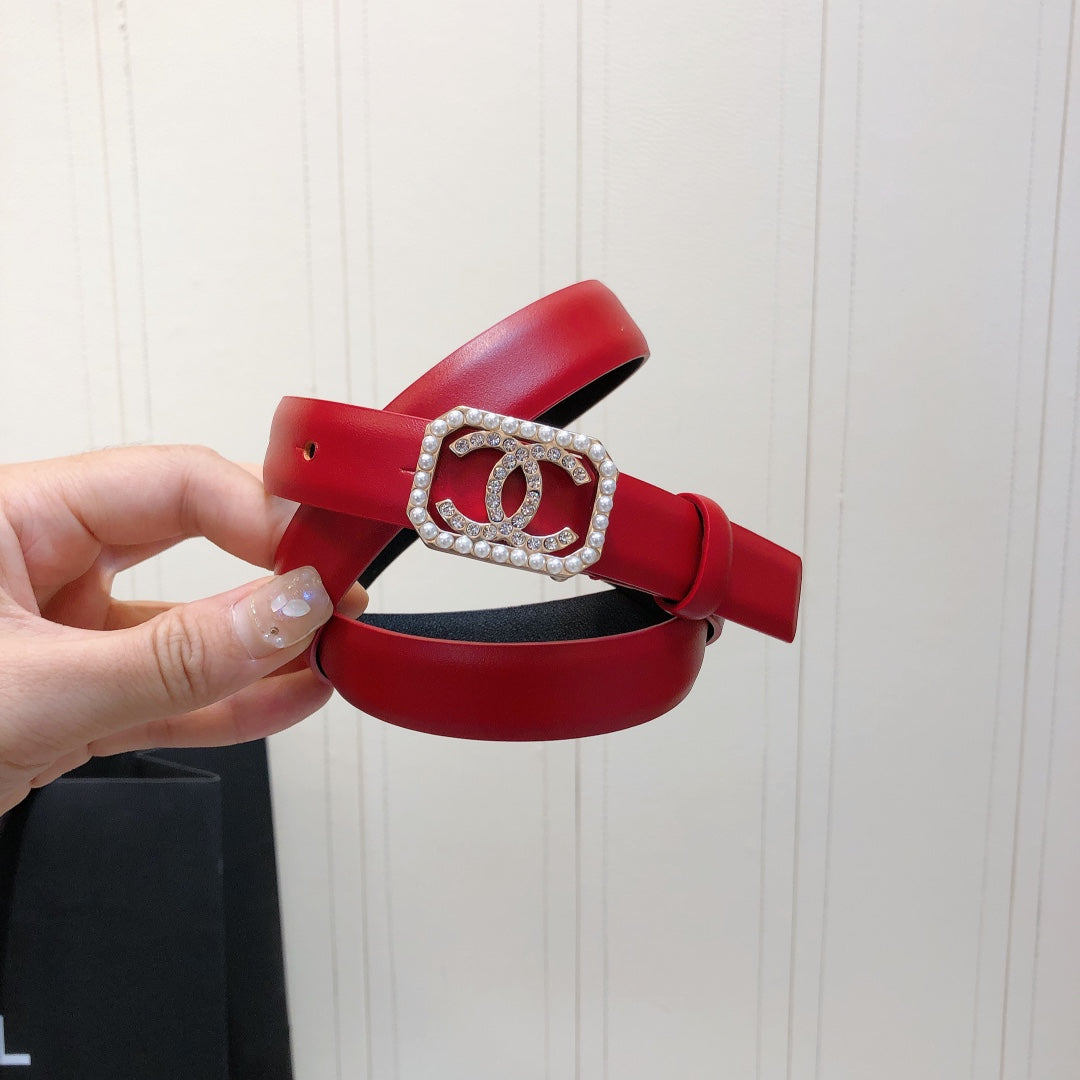 Chanel 2026 Pearl Buckle Belt 20mm Leather