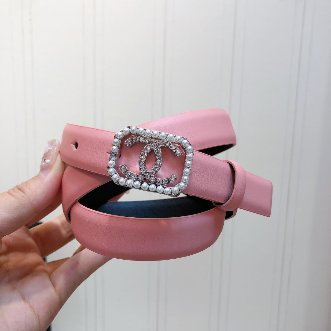 Chanel 2026 Pearl Buckle Belt 20mm Leather
