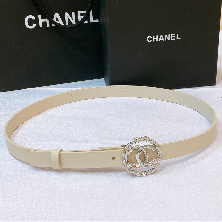 Chanel 2026 CC Rhinestone Twisted Belt 20mm Calfskin